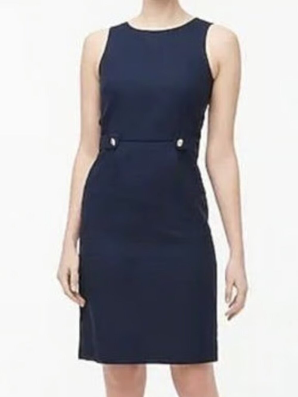 J Crew Navy Sheath Dress with Waist Tabs Sz 2 - Picture 3 of 11